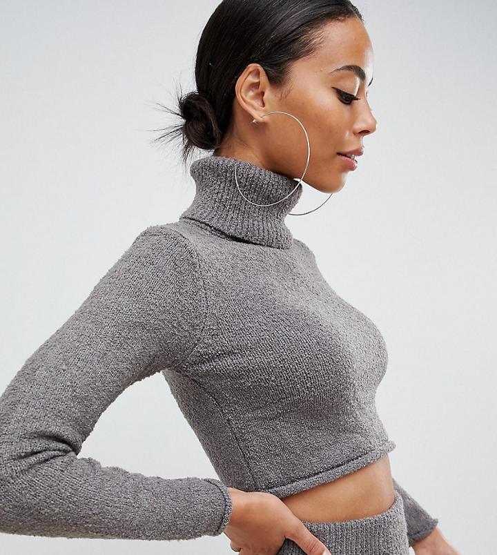 Missguided Tall Roll Neck Sweater Two-piece In Gray - Gray