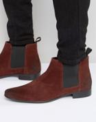 Asos Chelsea Boots In Burgundy Suede - Red