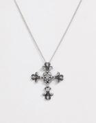 Asos Design Necklace With Gothic Cross Pendant In Silver Tone