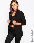 Asos Tall Slim Suit Jacket In Crepe - Black