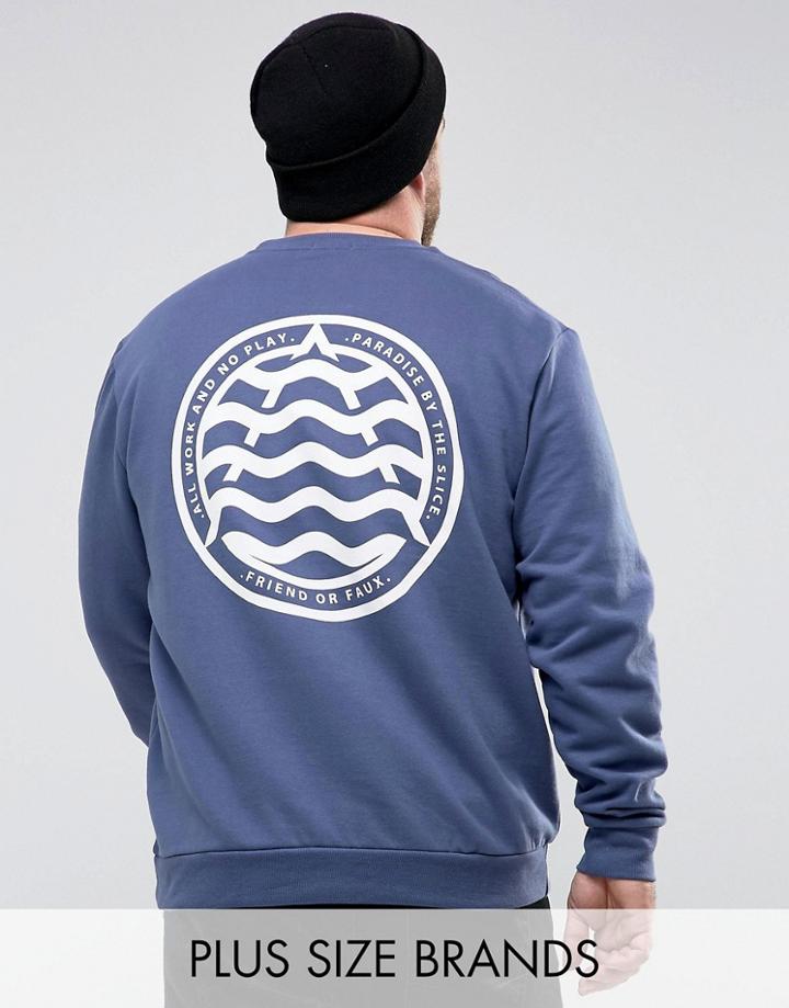 Friend Or Faux Plus Hegg Printed Sweatshirt - Blue