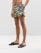 Abuze London Short Swim Shorts In Camo - Green