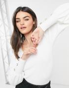River Island Pearl Square Neck Sweater In White