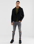 Burton Menswear Asymmetric Biker Jacket In Black