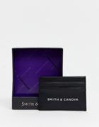 Smith & Canova Leather Card Holder With Orange Lining-black