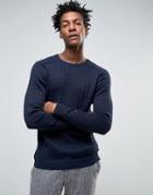 Selected Cable Knitted Sweater - Navy