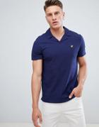 Lyle & Scott Revere Collar Logo Polo Shirt In Navy - Navy