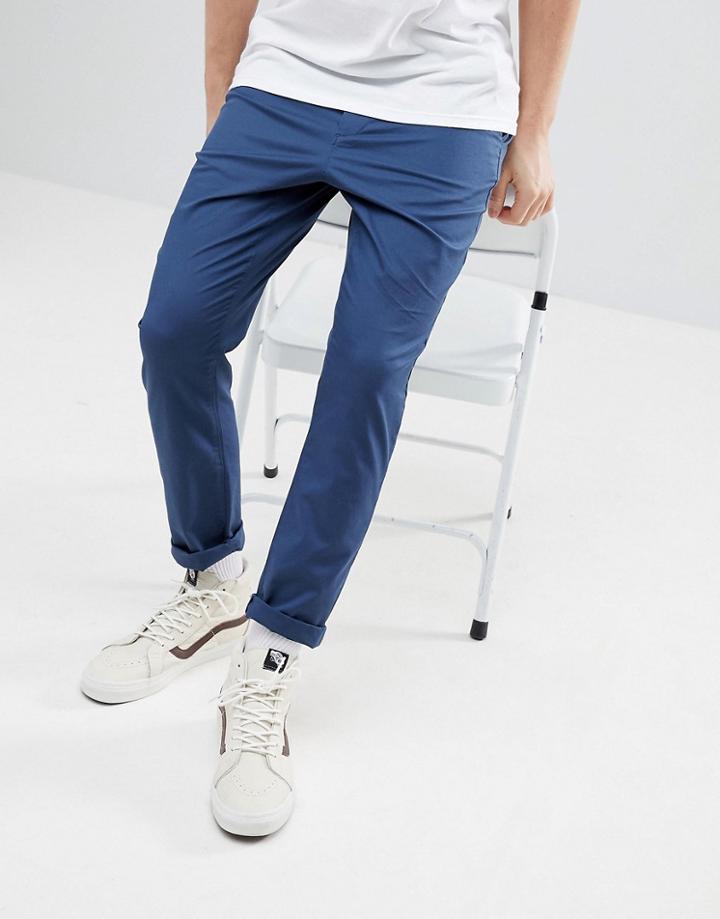 Asos Design Tapered Chinos In Midnight Blue - Navy
