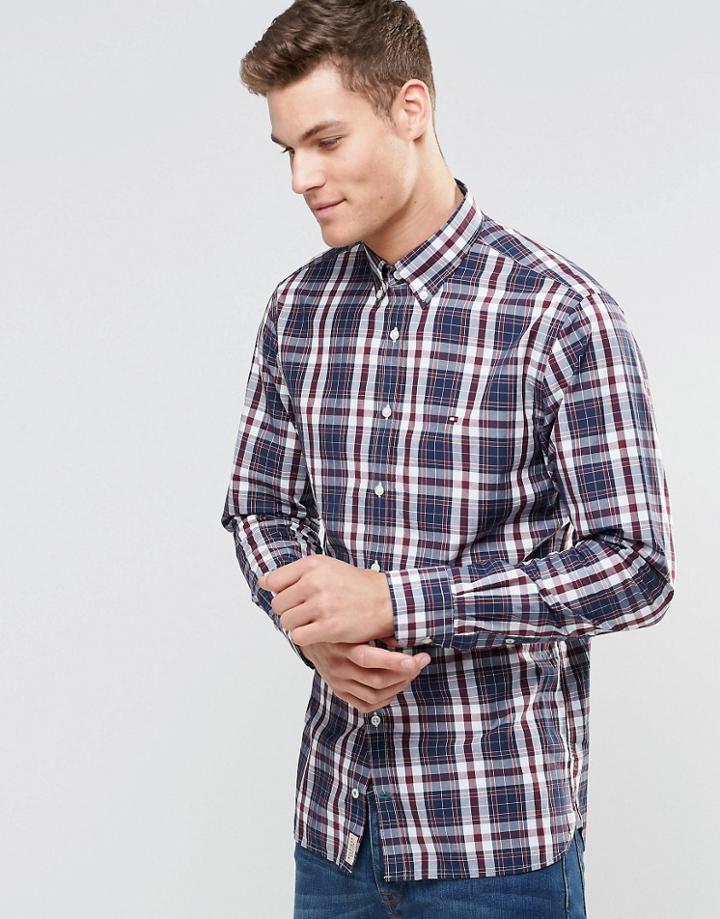 Tommy Hilfiger Shirt With Port Check In New York Regular Fit - Red