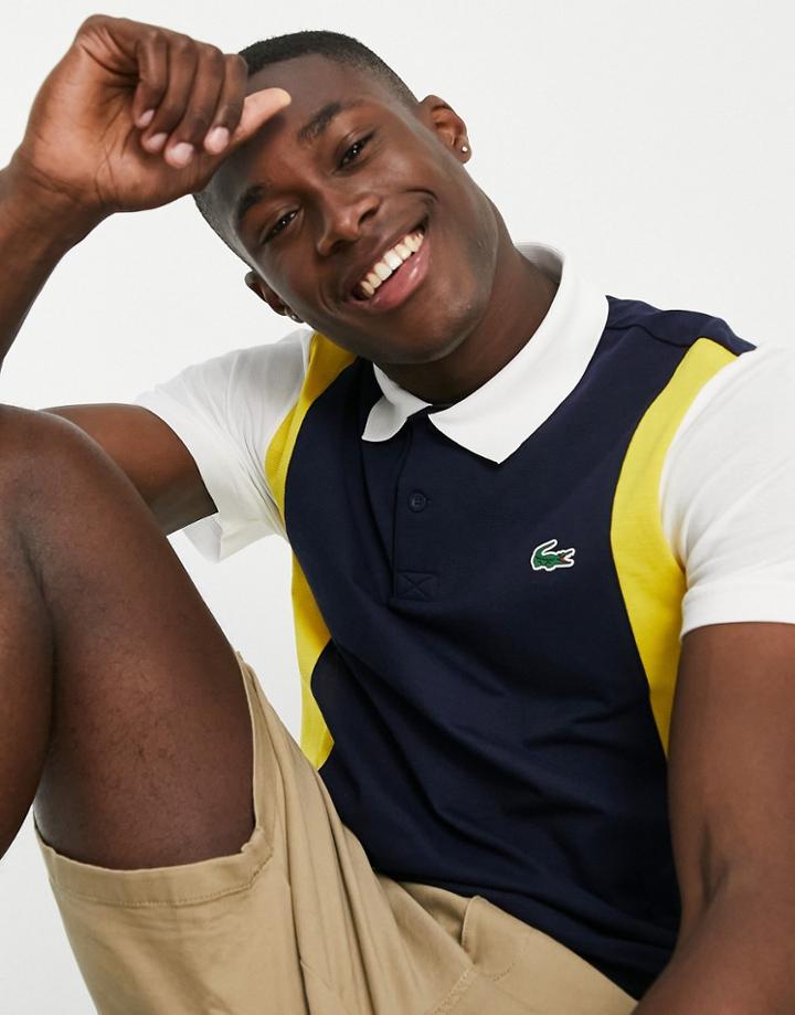 Lacoste Block Panel Polo Shirt In Navy