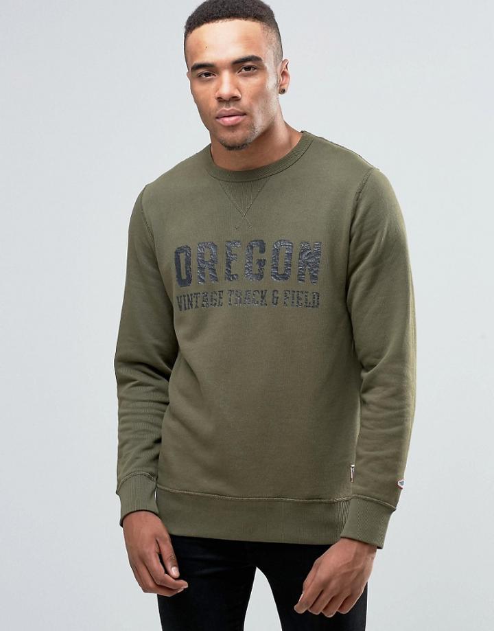 Jack & Jones Vintage Washed Crew Neck Sweatshirt With Vintage Graphic Print - Green