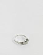 Asos Design Pinky Ring With Jewel Stones In Rhodium - Silver