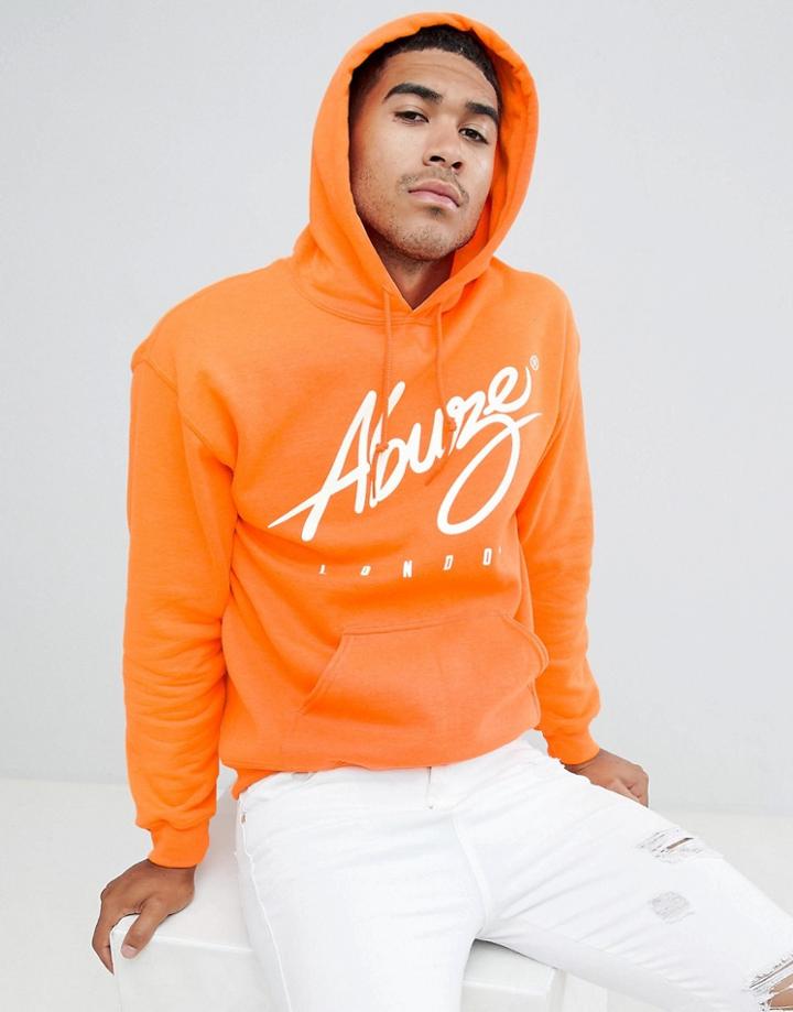 Abuze Ldn Script Logo Back Print Hoodie - Orange