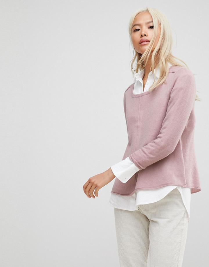 Subtle Luxury Linked Out Front Raglan Seam Cashmere Sweater - Pink