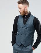 Asos Slim Fit Vest In Silk Blend - Blue
