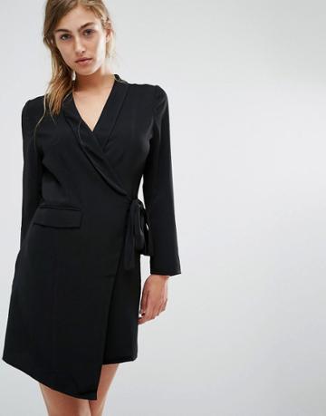 Neon Rose Tuxedo Dress - Black
