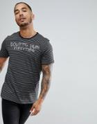 Yourturn Stripe Slogan T-shirt In Gray - White
