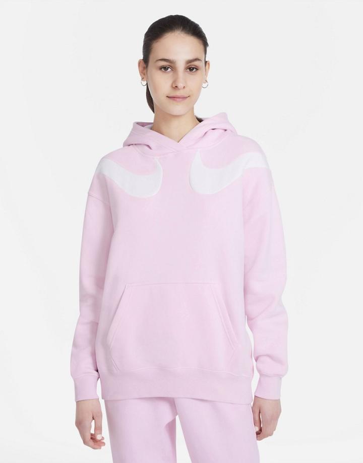 Nike Swoosh Pack Oversized Hoodie In Pale Pink