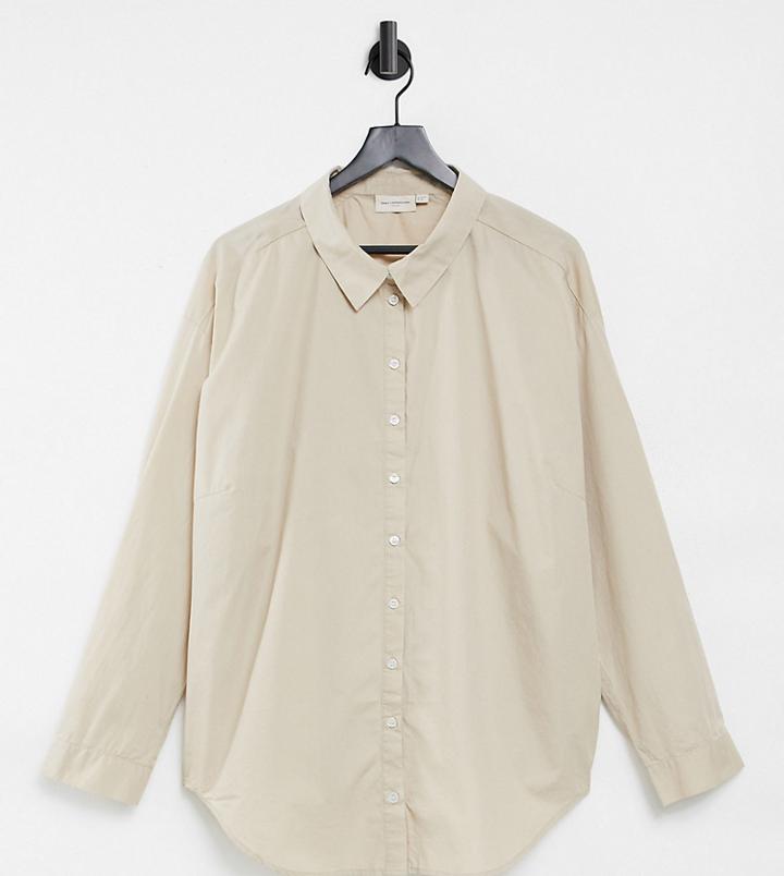 Only Curve Oversized Shirt In Beige-neutral