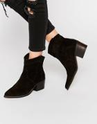 New Look Premium Leather Western Boot - Black