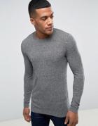 Asos Extreme Muscle Fit Sweater In Black & White Twist - Gray