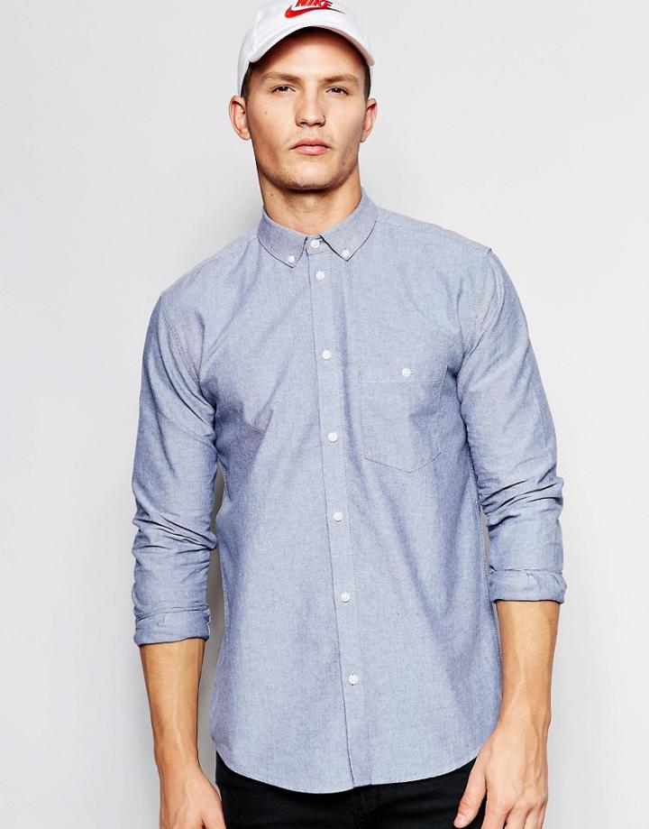 Weekday Bad Times Regular Fit Oxford Shirt Buttondown In Light Blue - Blue