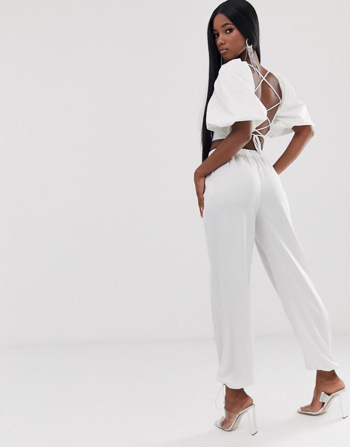 Asos Design Clean Silky Cargo Pant - White