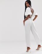 Asos Design Clean Silky Cargo Pant - White