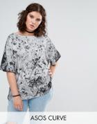 Asos Curve T-shirt In Abstract Tie Dye - Multi