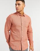 Asos Design Regular Flannel Shirt In Rust-orange