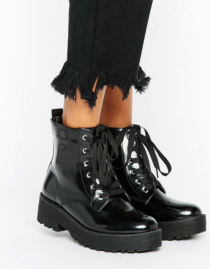 Truffle Collection Lace Up Boot - Black
