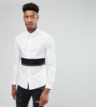 Asos Tall Muscle Cut & Sew Panel Shirt - White