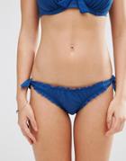 Pour Moi Splash Tie Side Frill Bikini Bottom - Blue