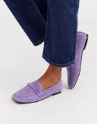 Asos Design Mocha Leather Loafers In Lilac