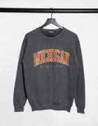 Missguided Michigan Graphic Sweatshirt-grey