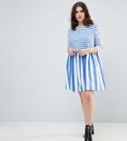 Asos Curve Cut About Stripe Smock Dress - Multi