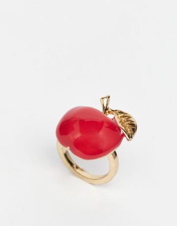 And Mary Gold Plated Enamel Apple Ring