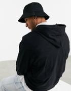 Asos Design Wide Brim Bucket Hat In Black Cotton
