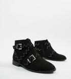 Asos Design Wide Fit Adrift Studded Ankle Boots-black