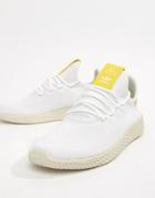 Adidas Originals Pharrell Hu Sneakers In White And Yellow - White