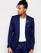 Rudie Slim Fit Plain Suit Jacket - Blue