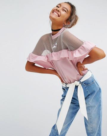 Lazy Oaf X Disney Aristocats Sheer Frilly Tee - Pink