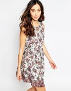 Iska Skater Dress In Paisley Floral Print - Multi