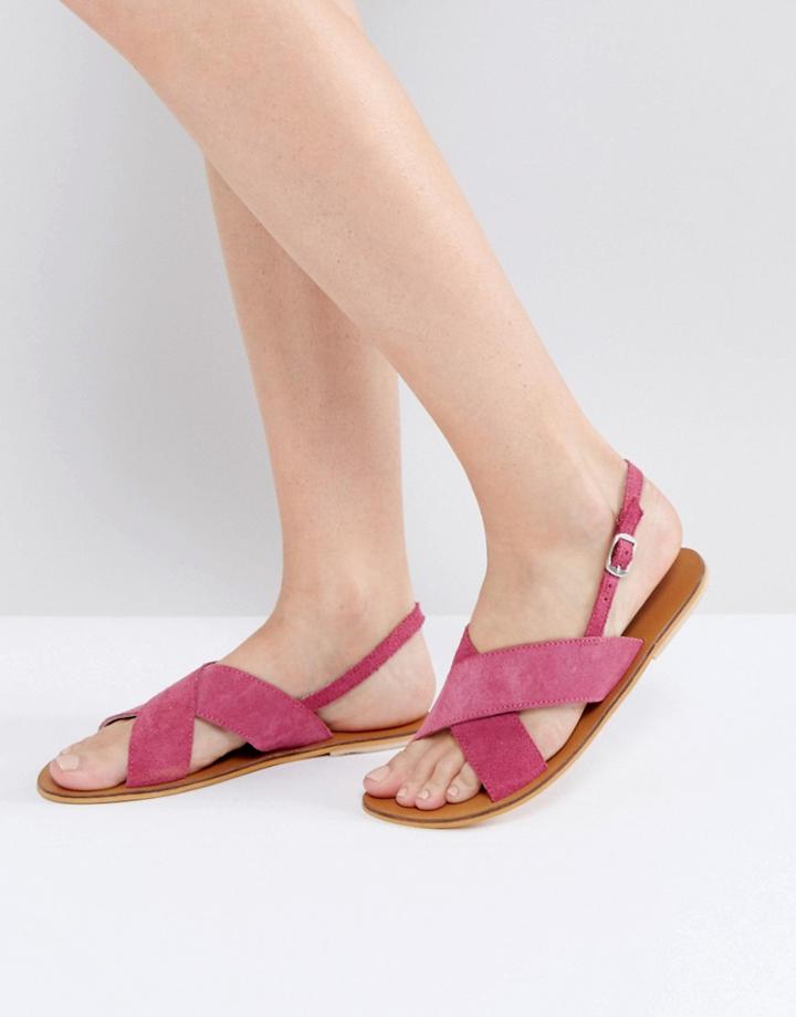 Warehouse Cross Front Slingback Sandal - Pink