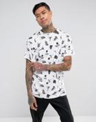 Pull & Bear T-shirt With Skull & Bone Print In White - White