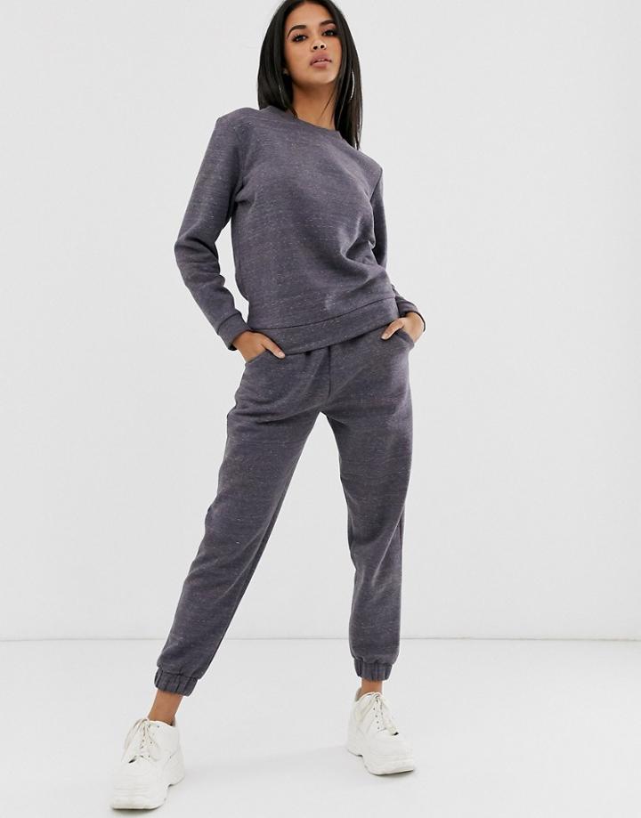 Asos Design Tracksuit Ultimate Sweat / Basic Jogger In Premium Neppy-navy