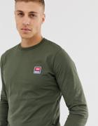 Diesel T-diego-div Logo Badge Long Sleeve T-shirt In Khaki-green