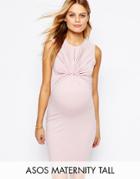 Asos Maternity Tall Twist Knot Front Sleeveless Bodycon Dress - Pink