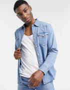 Levi's Barstow Western Standard Fit Denim Shirt In Authentic Stretch Light Worn In Wash-blues