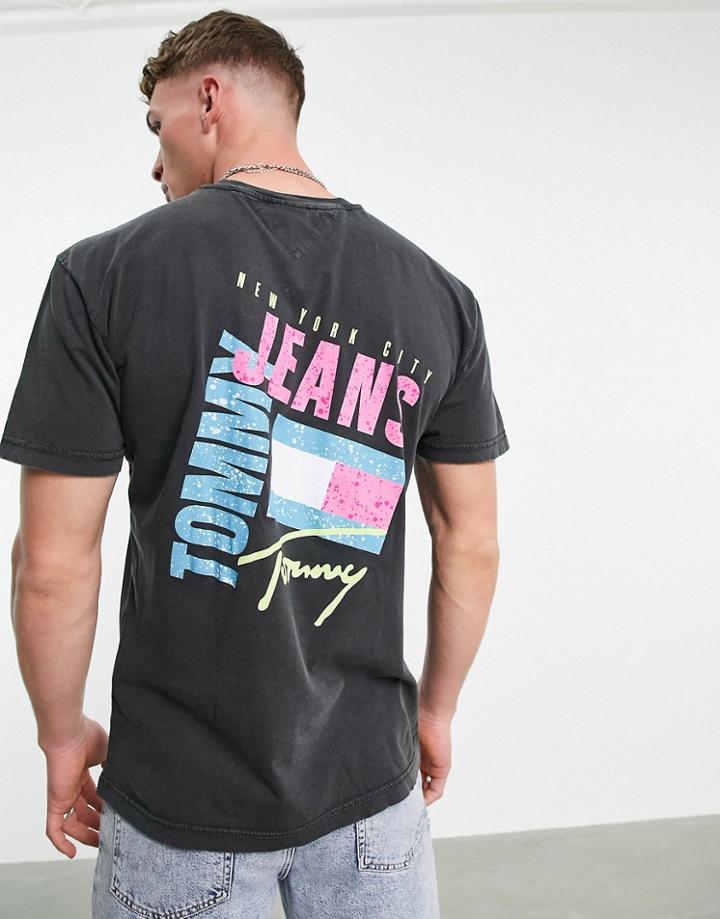 Tommy Jeans Back Photoprint Logo T-shirt In Black